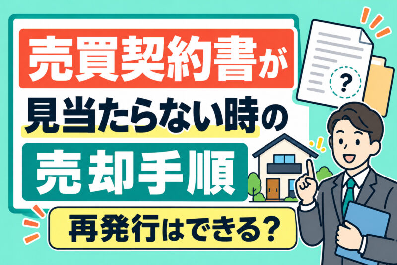 売買契約書が見当たらない時の売却手順｜再発行はできる？